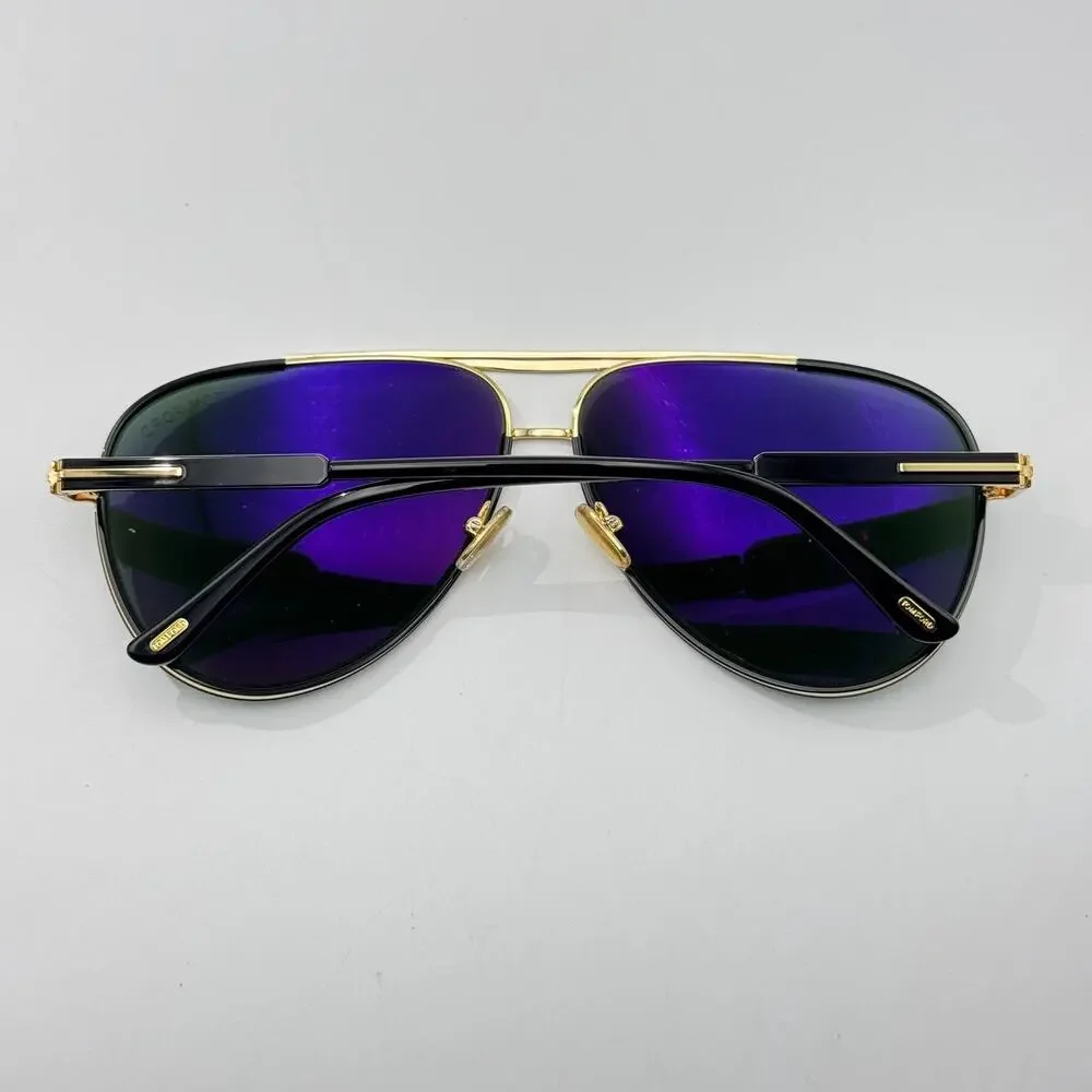 Tom Ford Sunglasses Rupert-02 TF1340 01N Black Aviator Frame Green Lens 63mm New